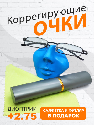 Готовые очки для чтения с футляром +2.75 (серый)